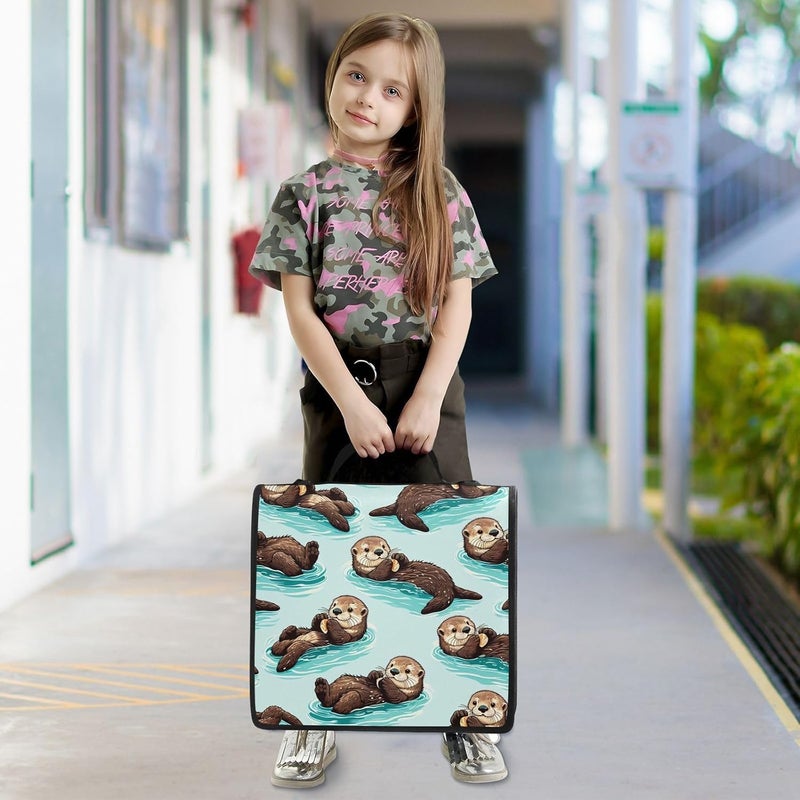 KEEPREAL Cute Sea Otters Zipper Binder for School with Shoulder Strap & Extra Pockets - 1.5 Inch 3-Ring Binder Holds 500+ Sheets, Textbooks, Laptop - Image 3